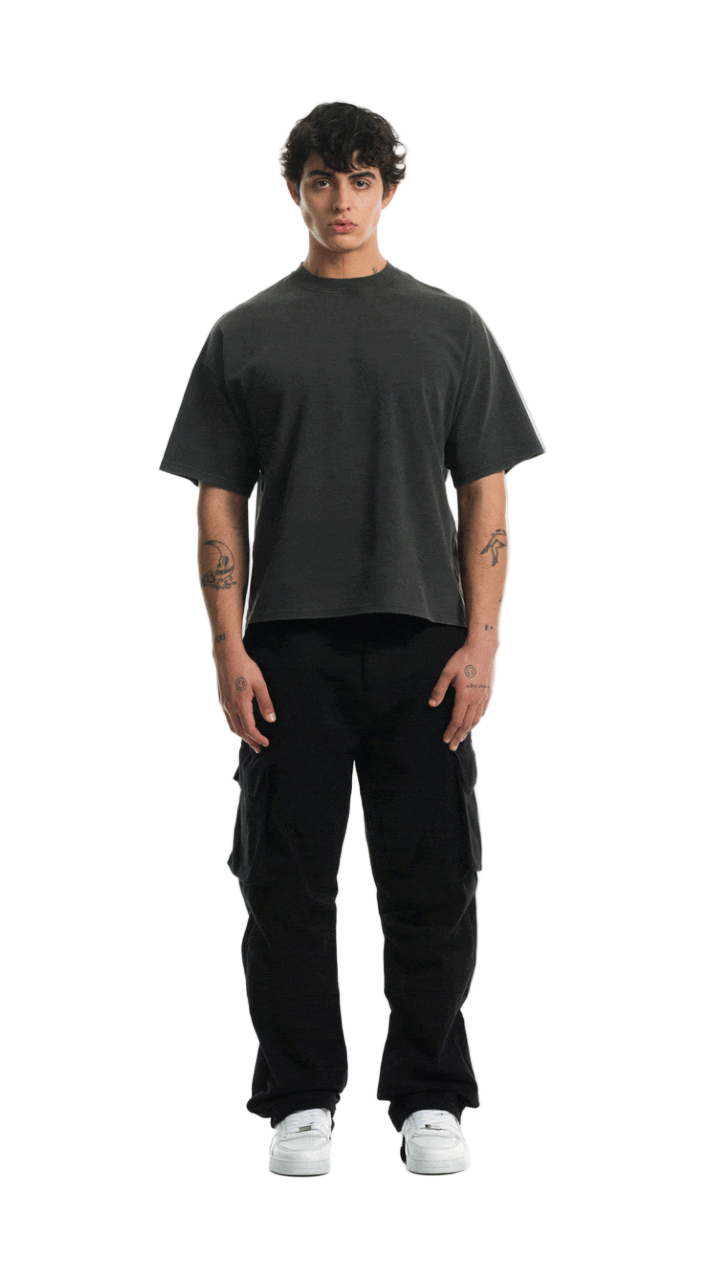 240GSM BLACK VINTAGE TEE
